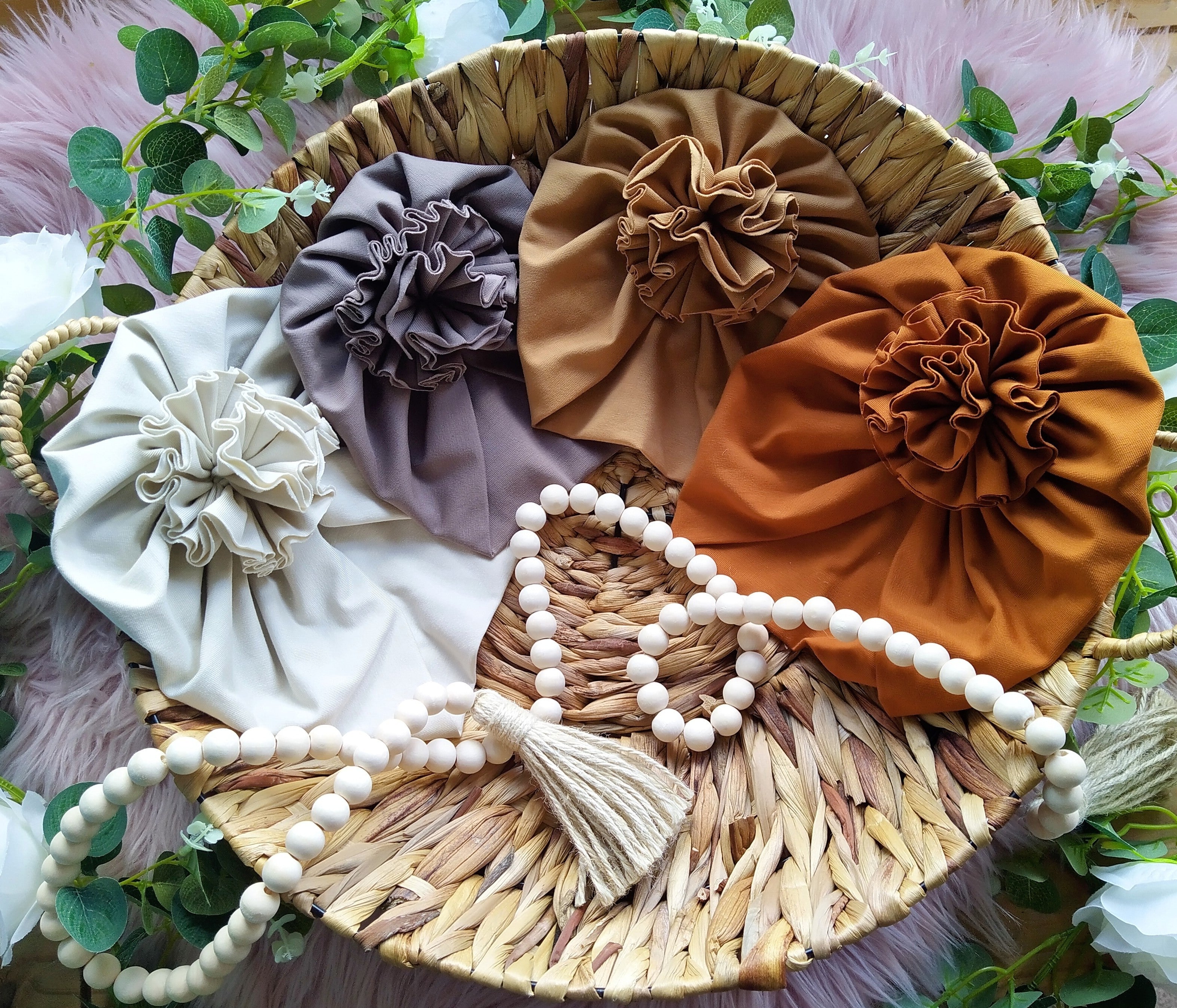 Turban Hat (Rosette) - Burnt Orange