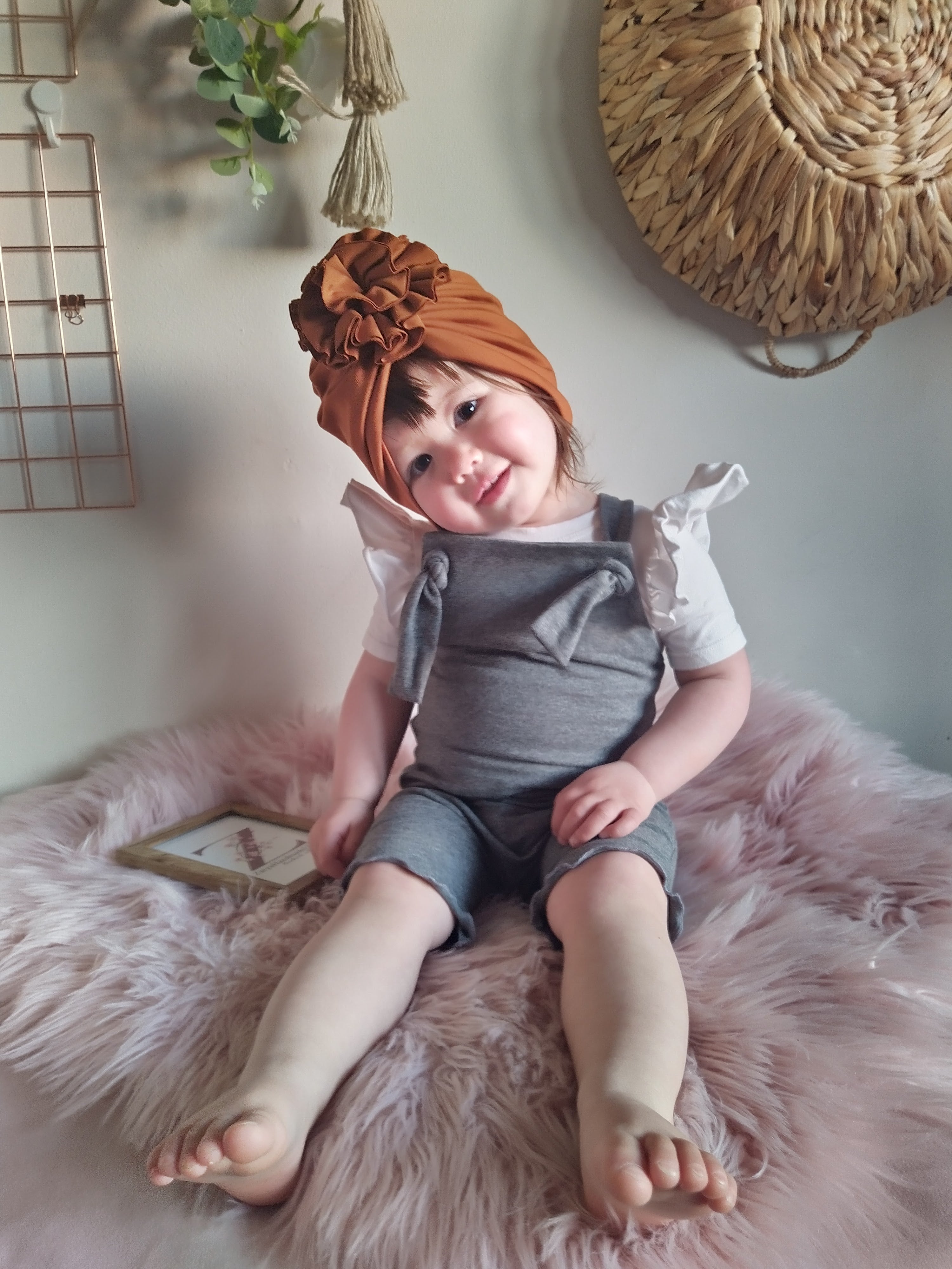 Turban Hat (Rosette) - Burnt Orange