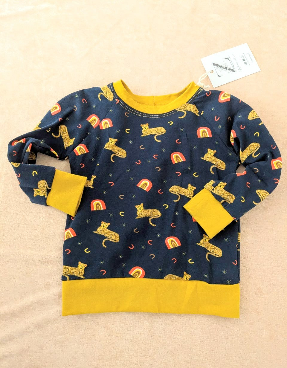 Raglan Tee - Navy Blue Leopard