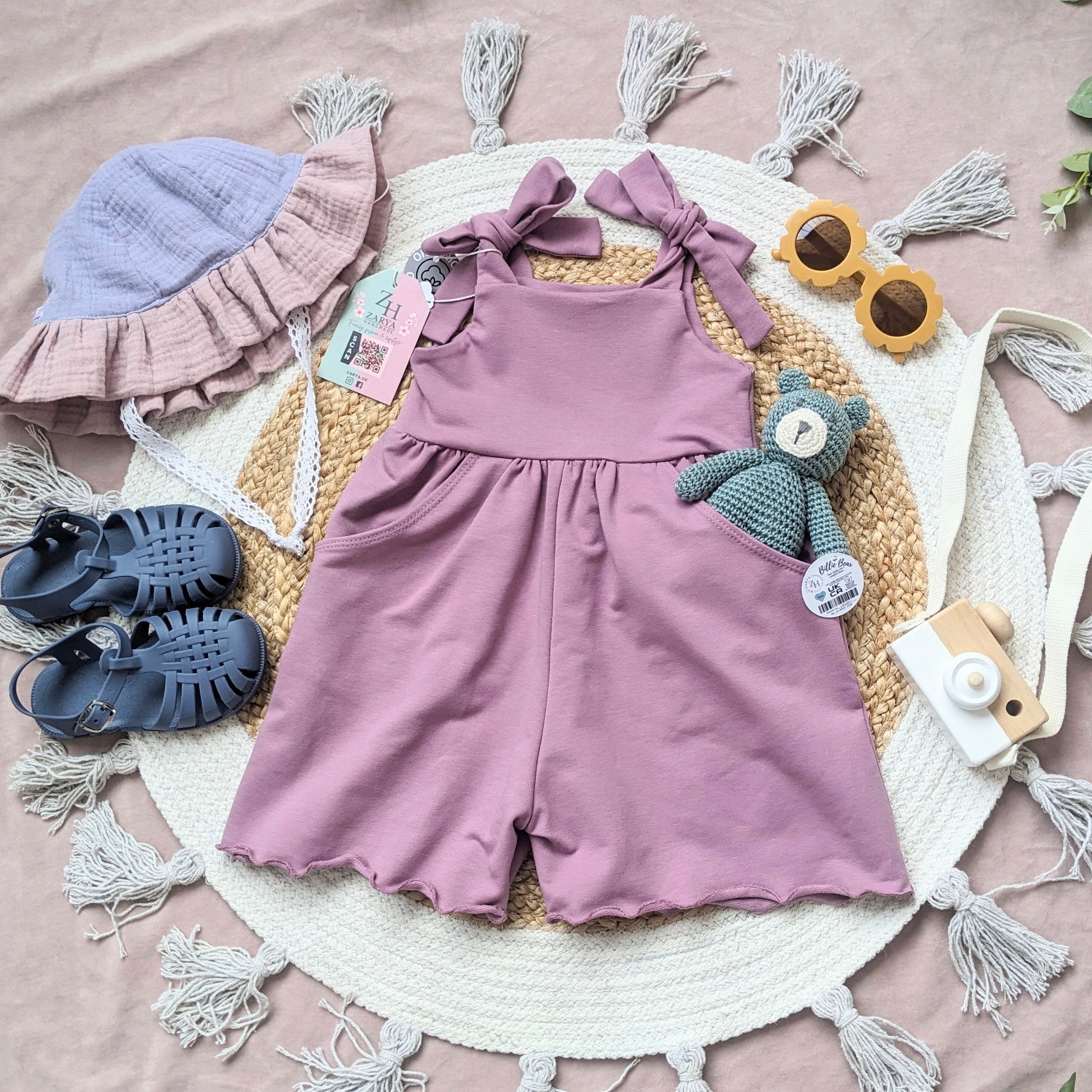 Short Romper (Tie Shoulders) - Dusty Mauve