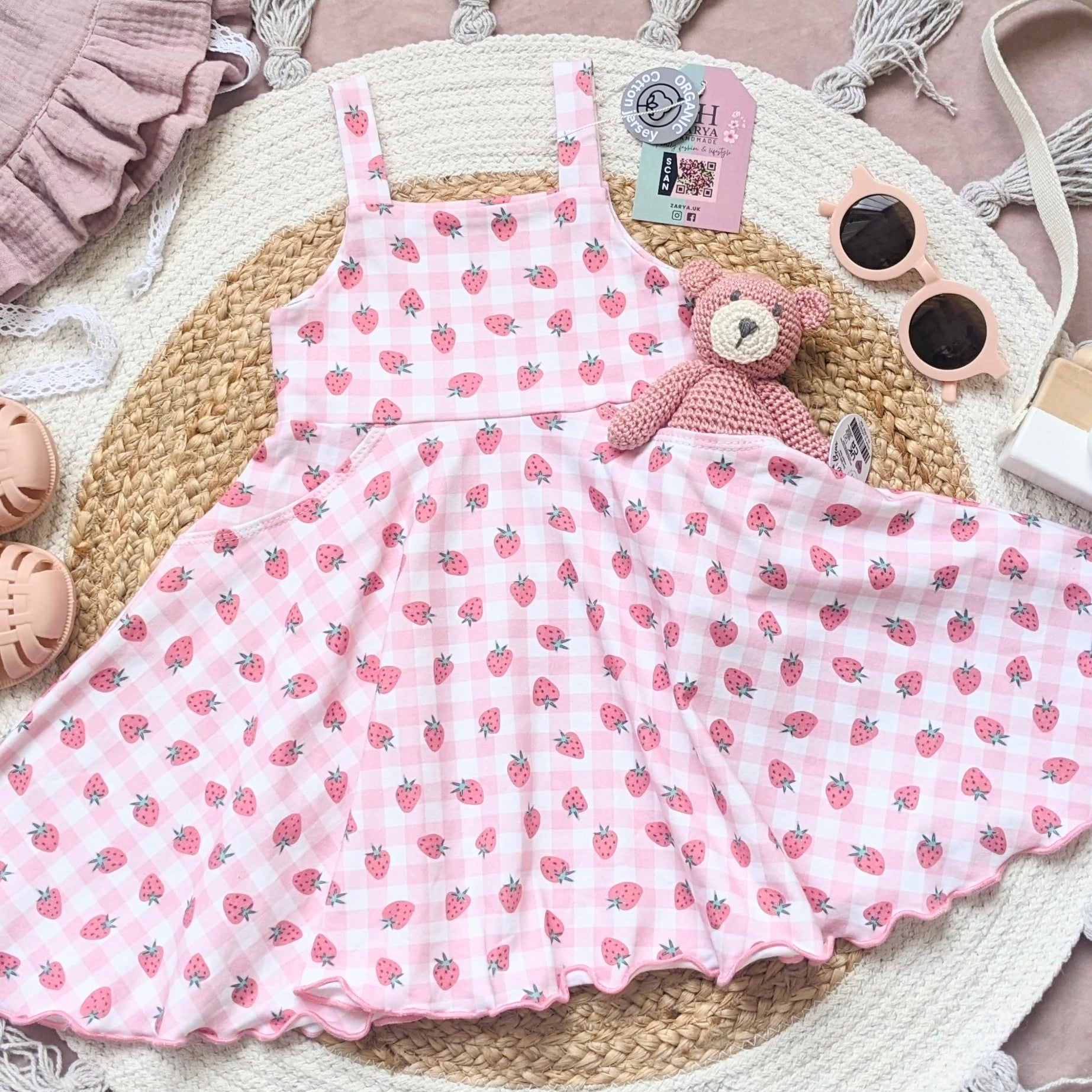 Twirly Pinafore - Strawberry Gingham