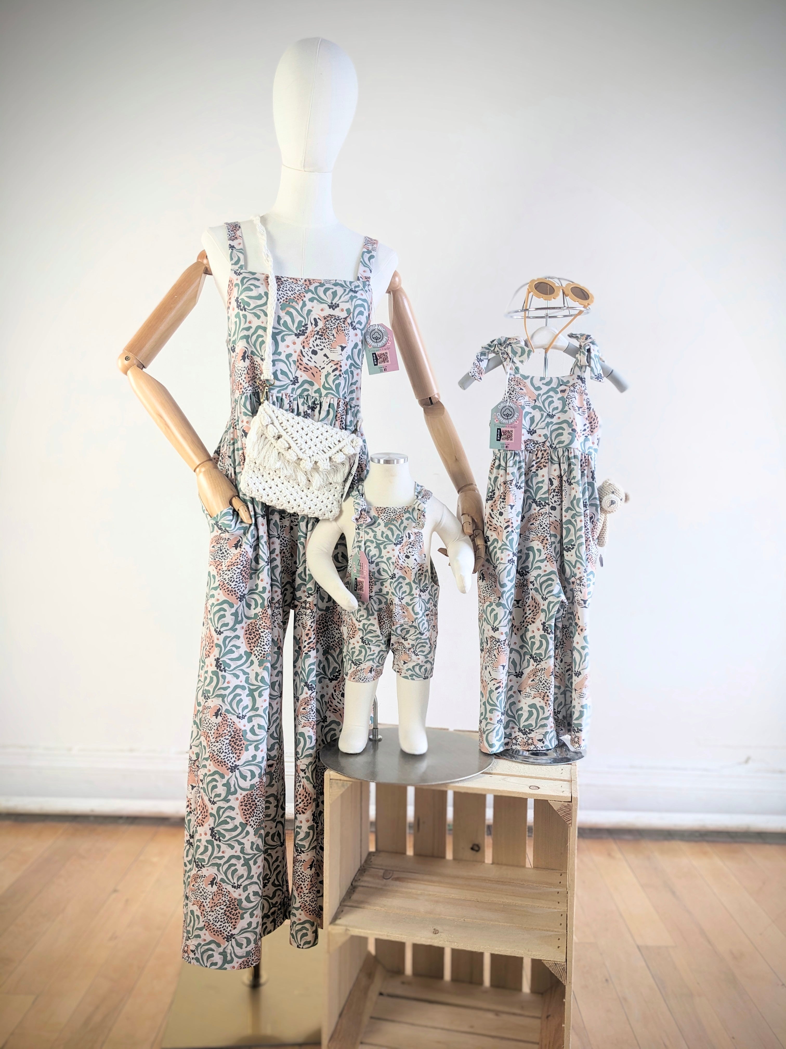 Jumpsuit (Tie Shoulders) - Leopard Foliage