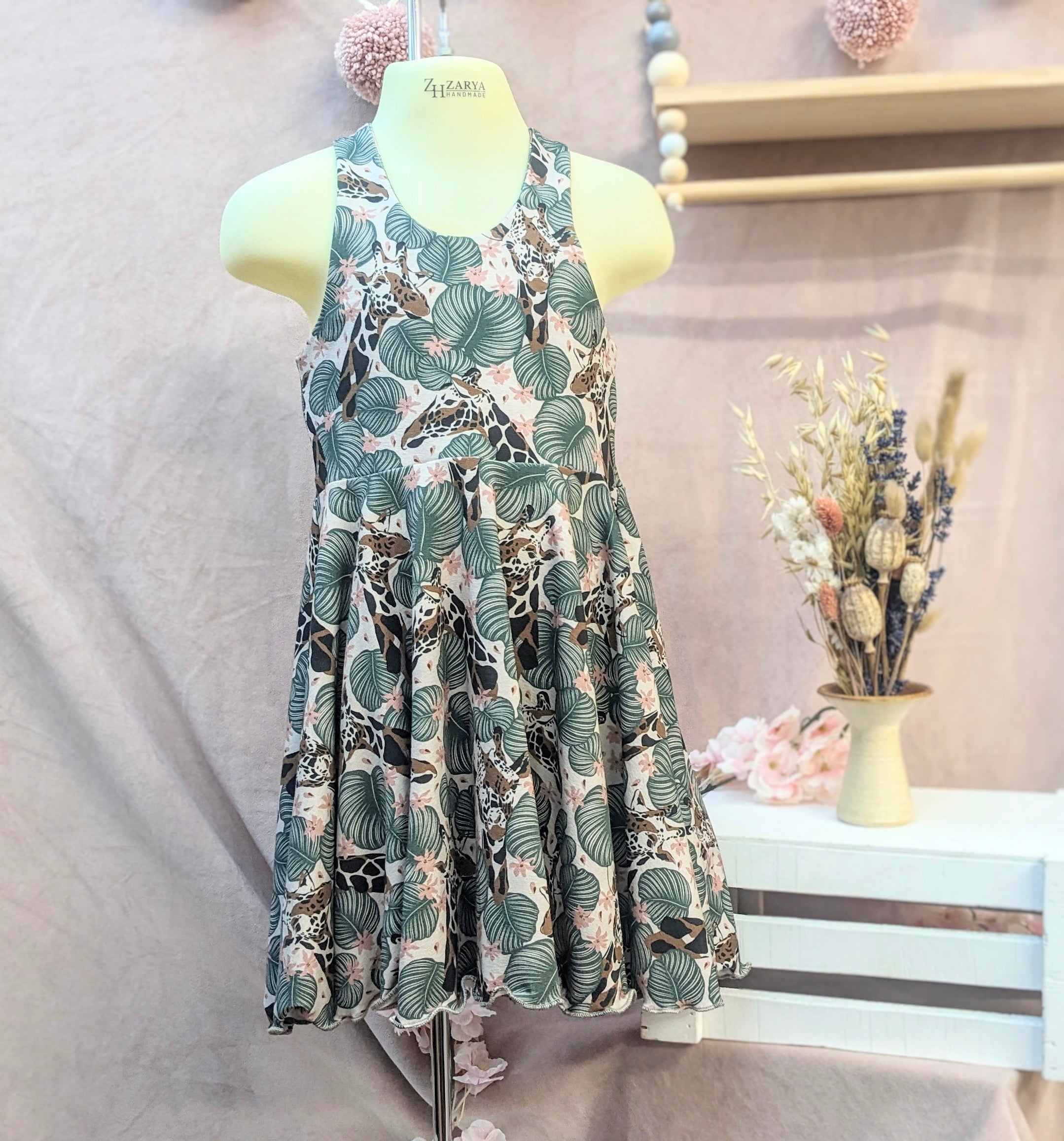 Twirly Pinafore Set - Giraffe Foliage