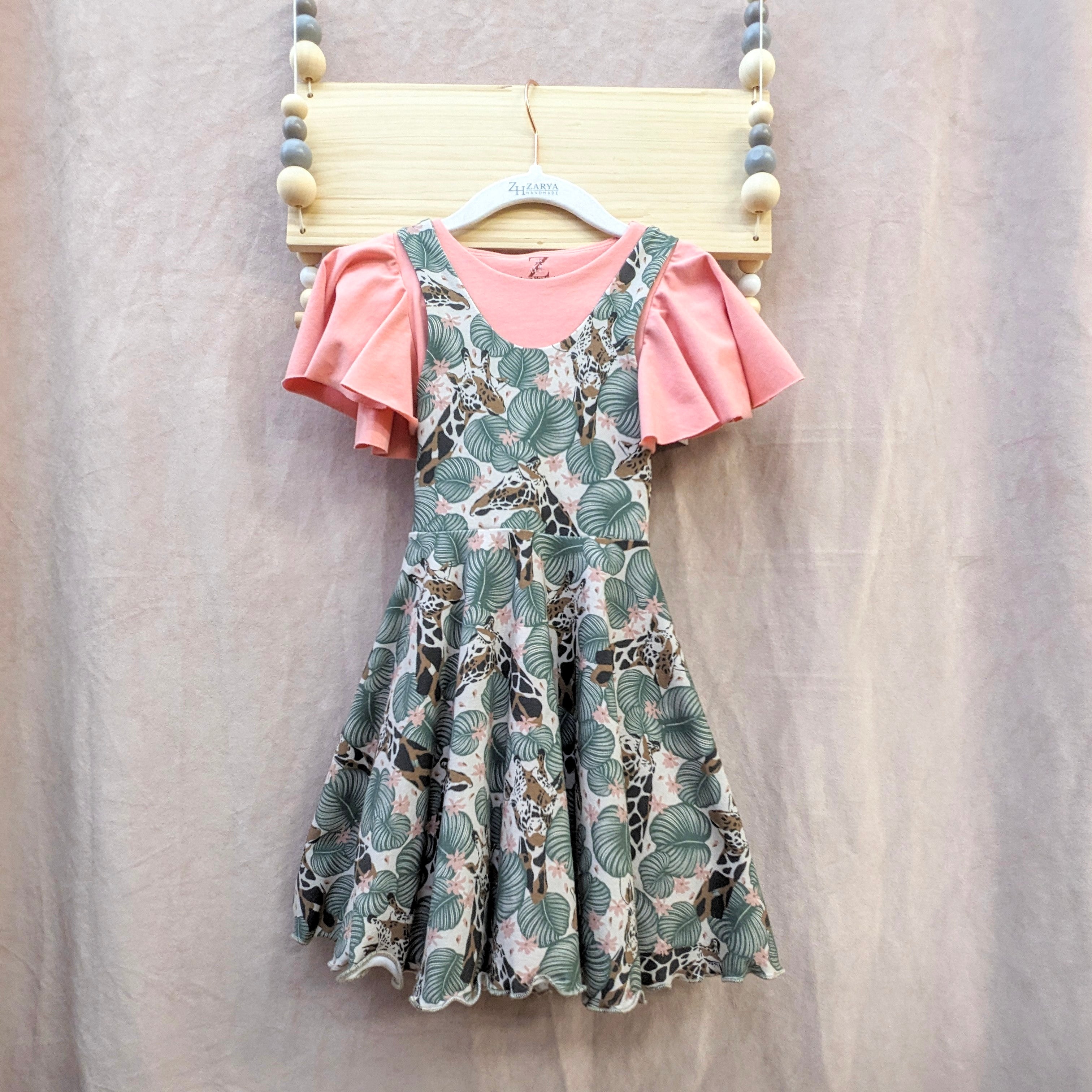 Twirly Pinafore Set - Giraffe Foliage