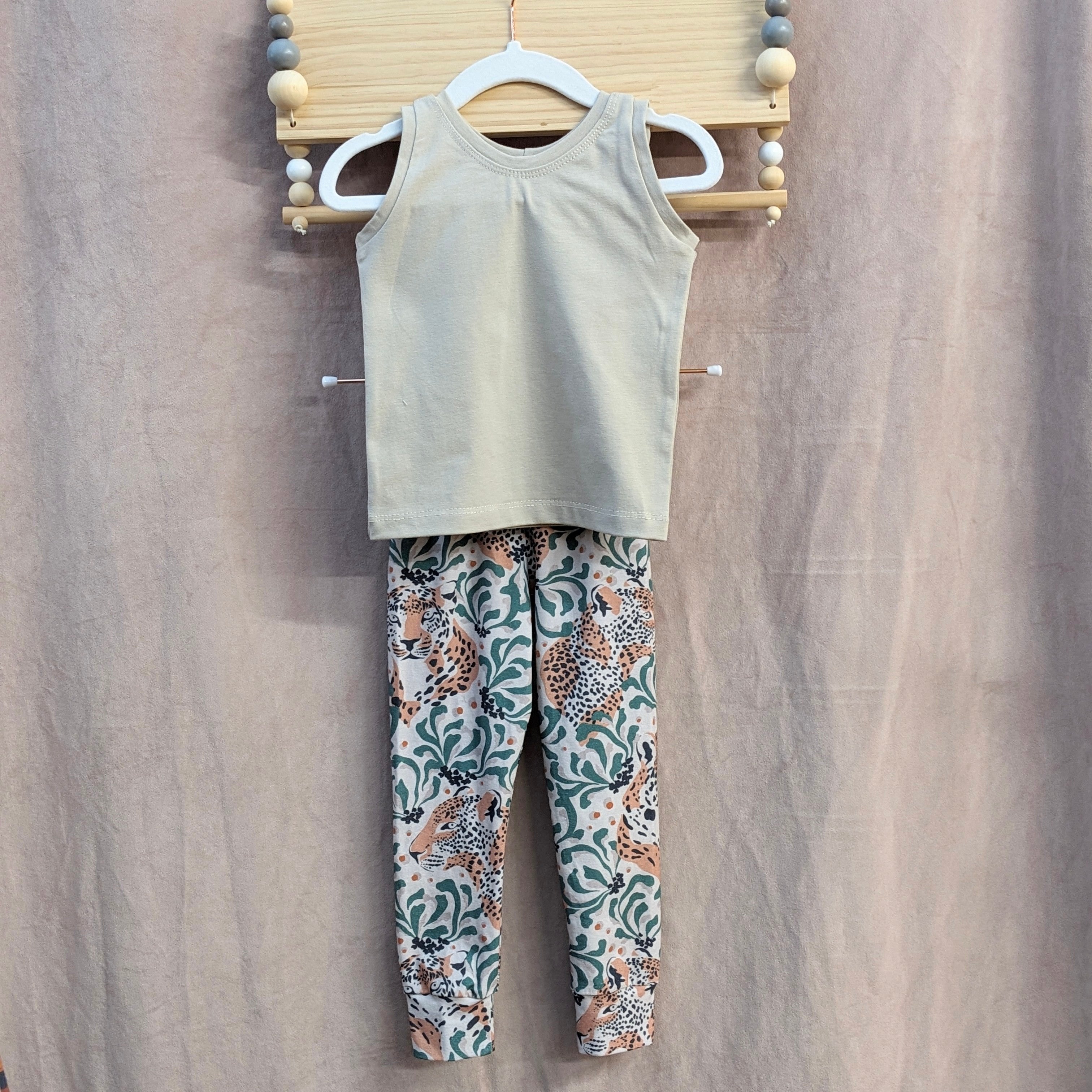 Summer Set (Leggings & Vest Top) - Leopard Foliage