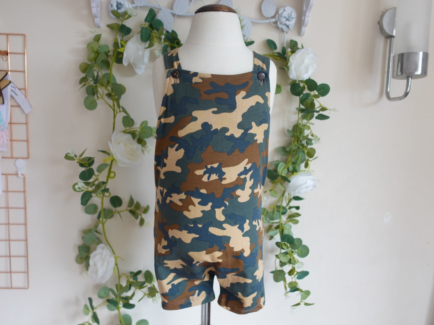 Short Dungarees - Earthy Camo