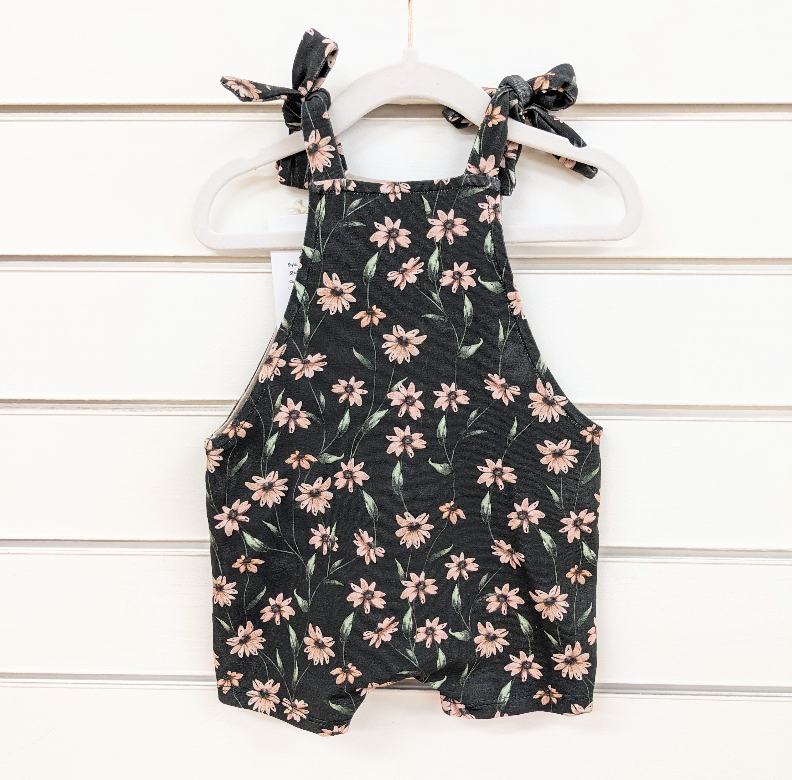 Short Dungarees (Tie Shoulders) - Earthy Daisies