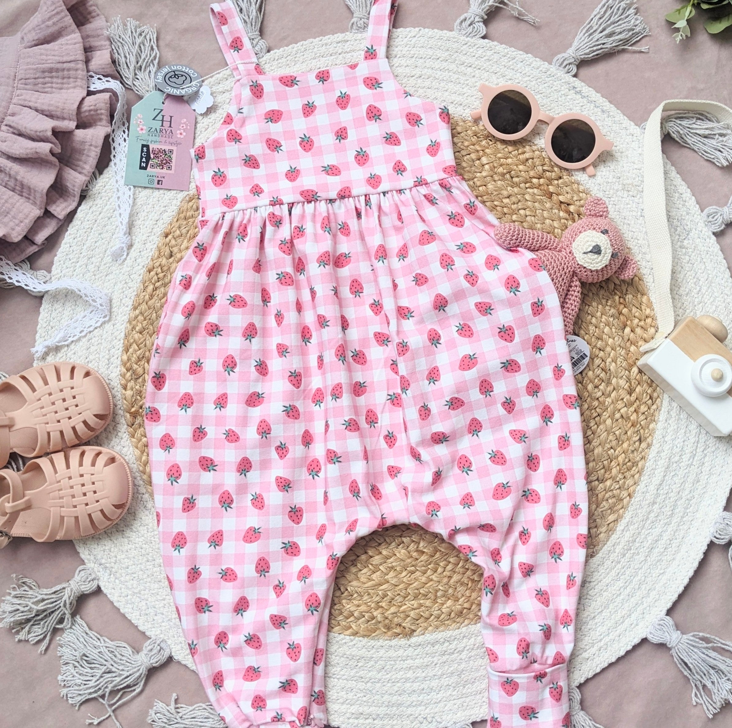 Harem Romper - Strawberry Gingham