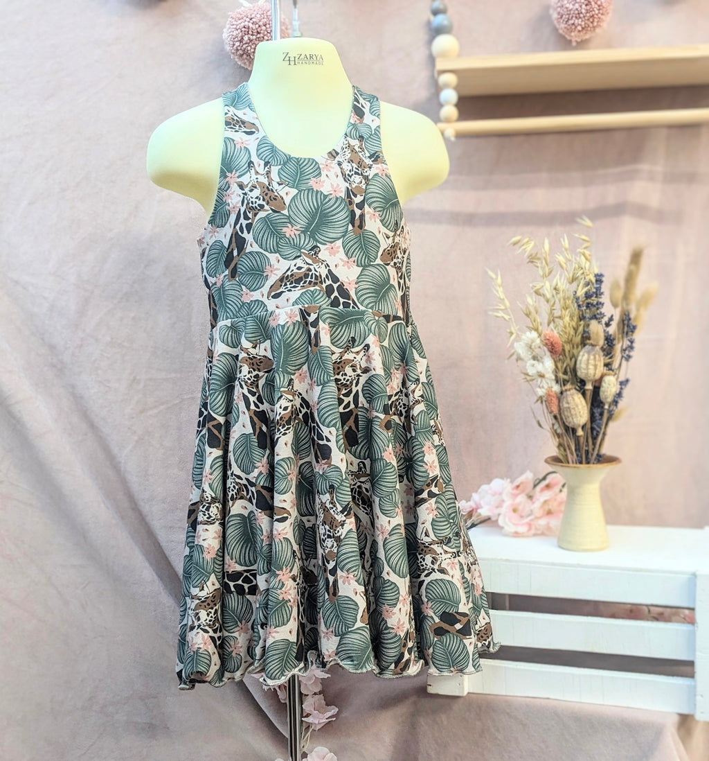 Twirly Pinafore Set - Giraffe Foliage