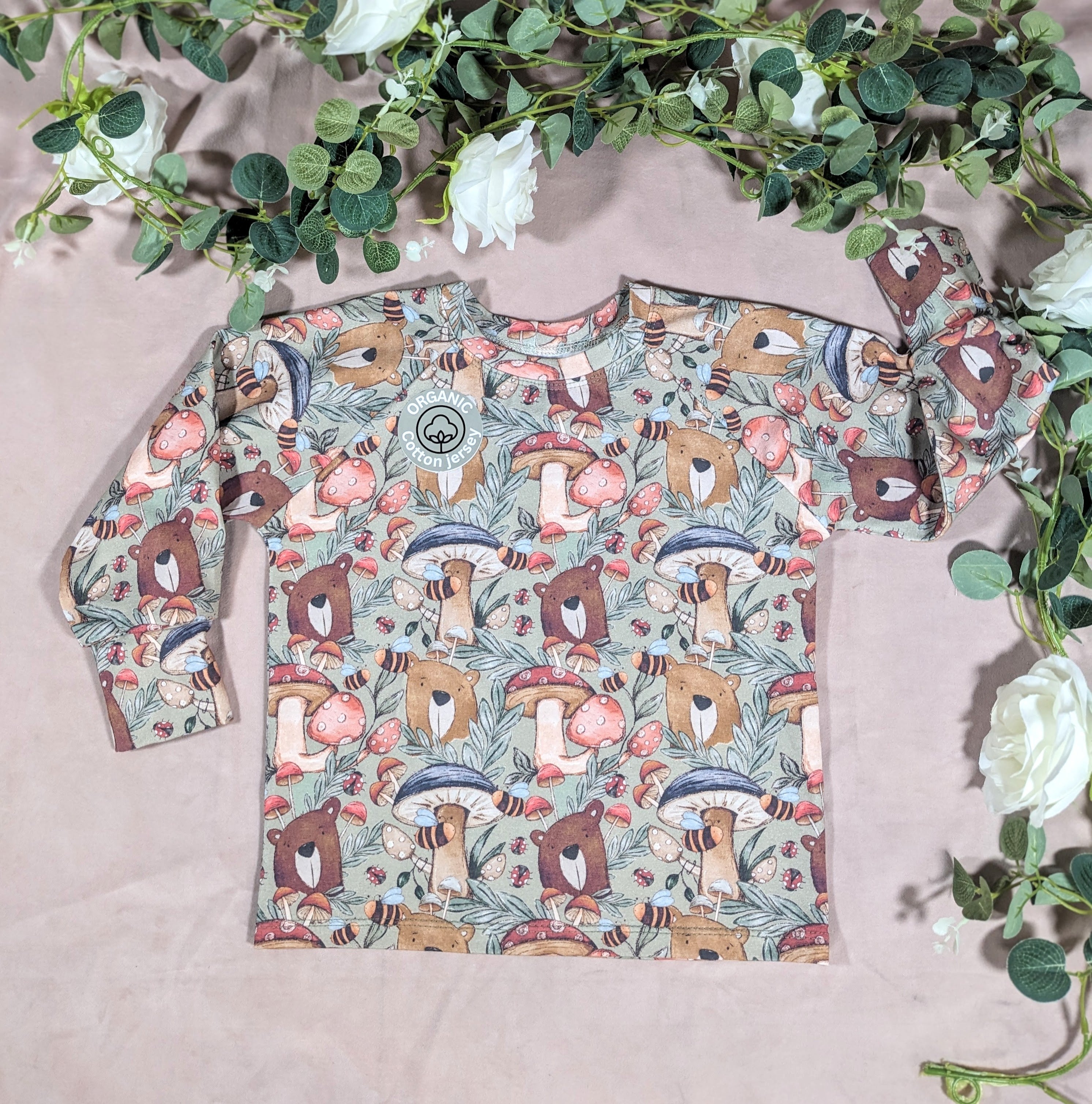 Raglan Tee - Mushroom Bears