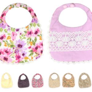 Reversible Cotton Bib with Lace Trim